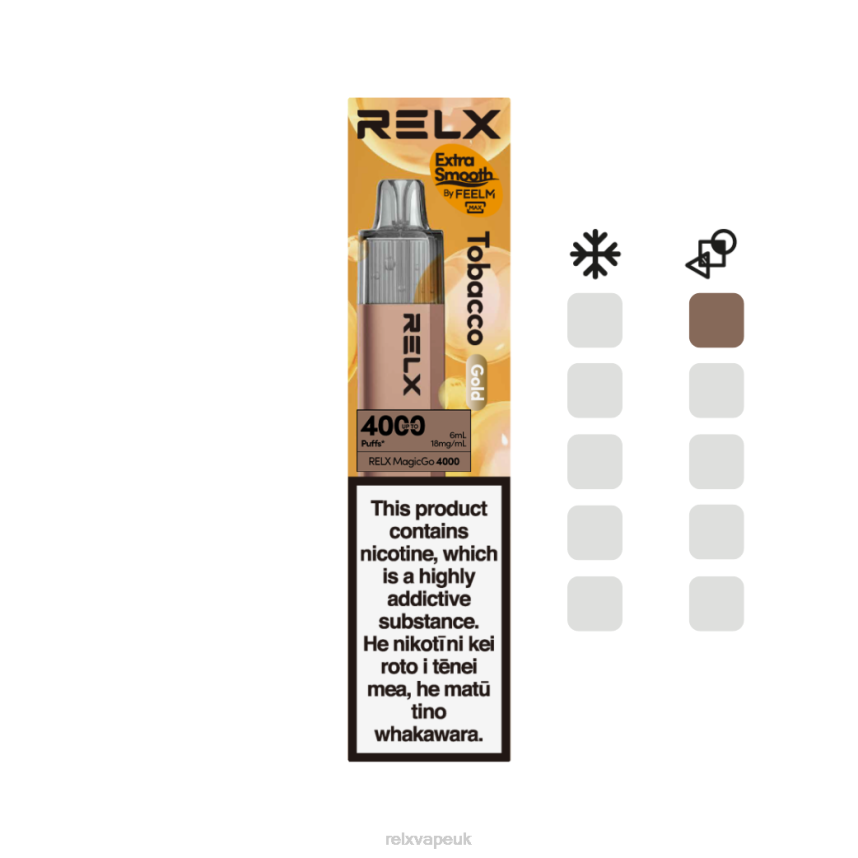 RELX MagicGo 4000 Disposable Vape | 8N442 ‎RELX UK Tobacco (Gold)