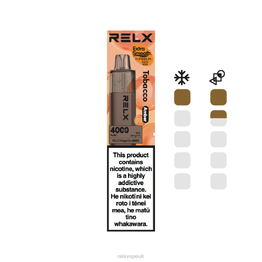 RELX MagicGo 4000 Disposable Vape | 8N445 ‎RELX Vape London Tobacco (Amber)