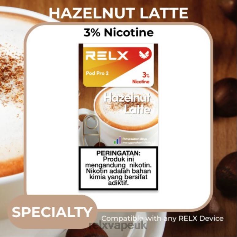 Hazelnut Latte Coffee - RELX united kingdom - 4DL0X119 RELX Pod Pro 2 - 3 Pods