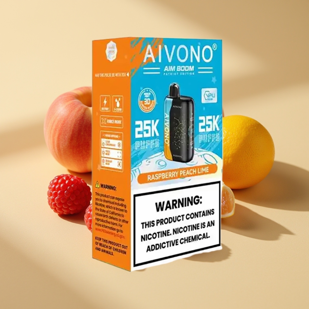 Aivono AIM BOOM 25000 Puffs 0-5% Nicotine 28ml 650mAh Type-C Raspberry Peach Lime