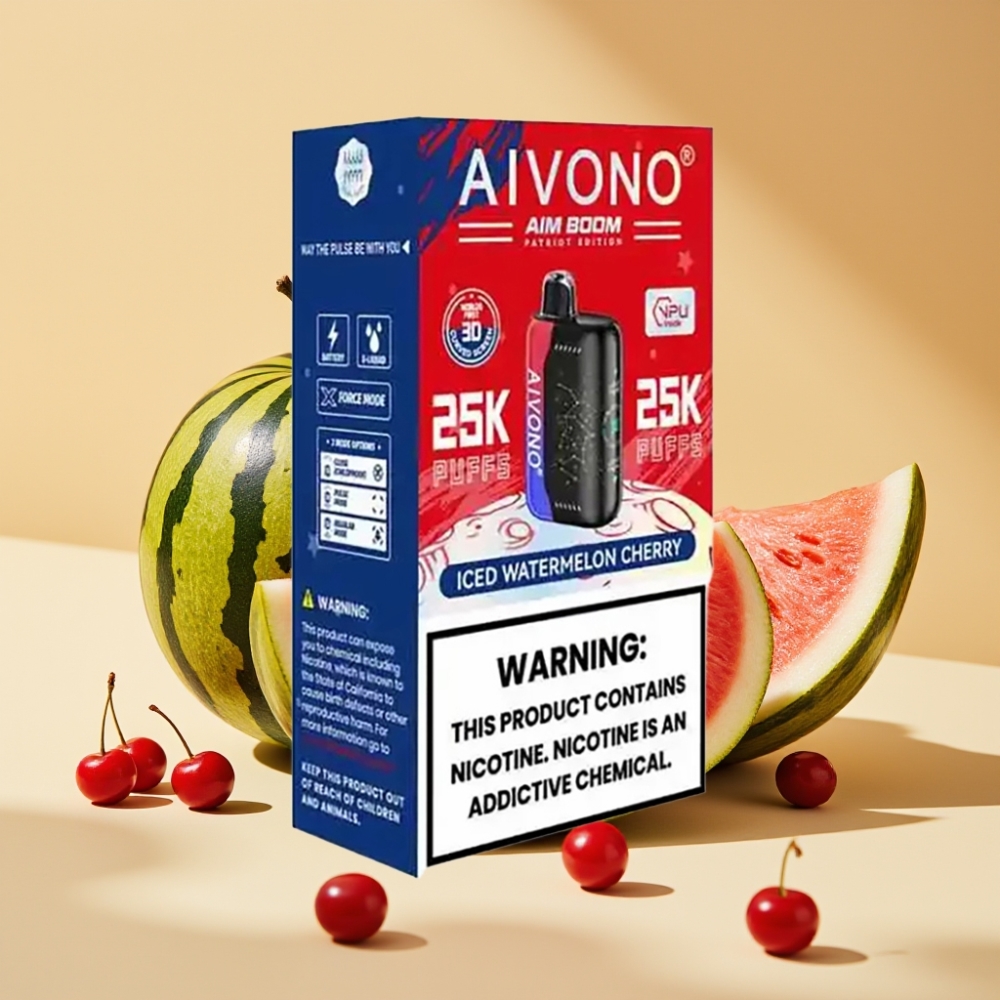 Aivono AIM BOOM 25000 Puffs 28ml 650mAh 1.2ohm Type-C Iced Watermelon Cherry
