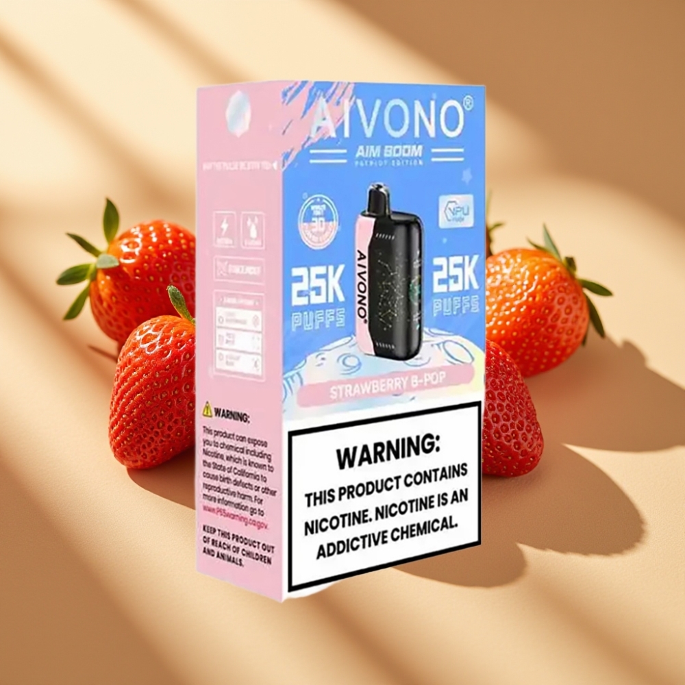 Aivono Aim Boom 25000 Puffs Strawberry B Pop 28ml 650mAh 1.2ohm 0-5% Type-C 90g