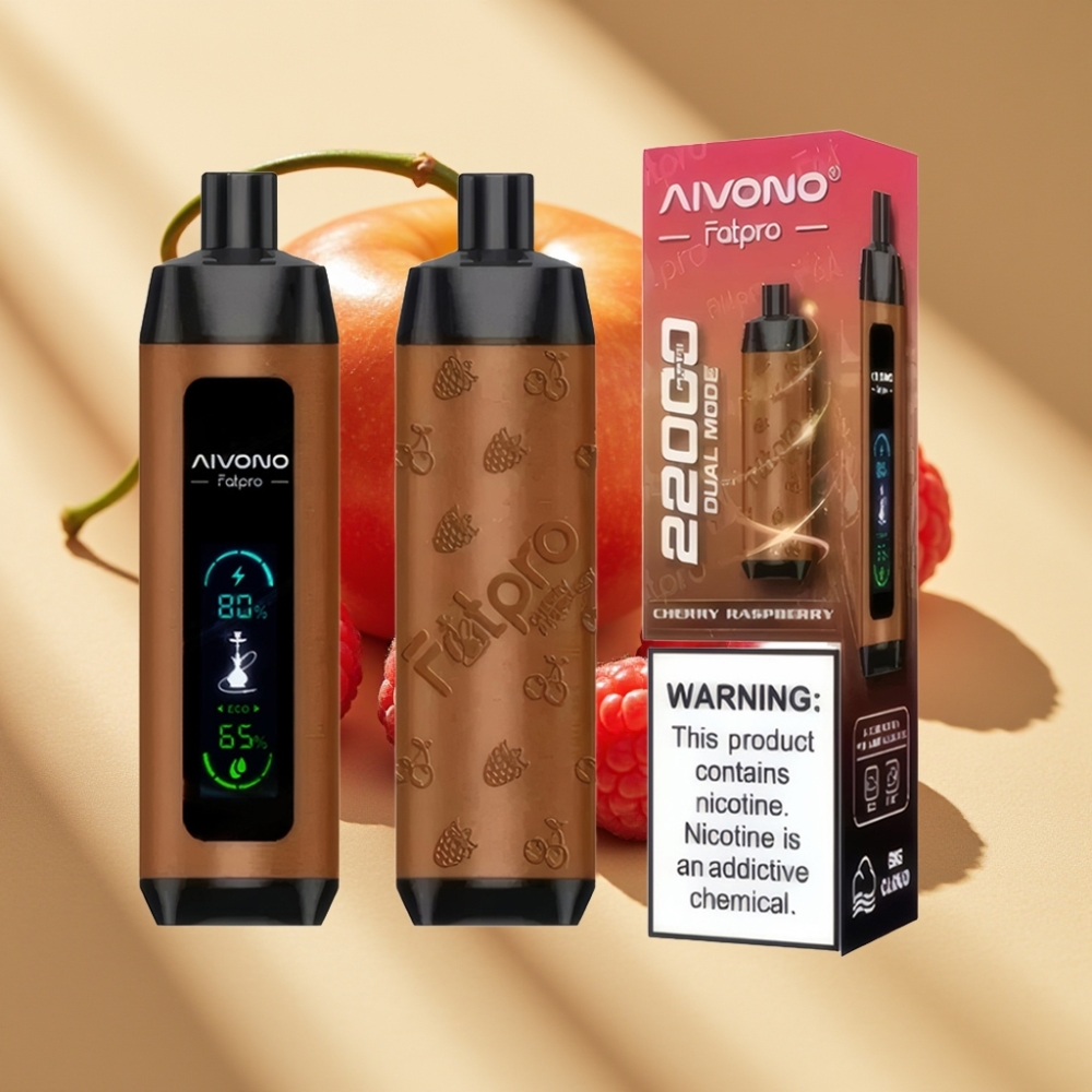 Aivono AIM FATPRO 22000 Puffs Rechargeable Dual Mode 0.6ohm Mesh Chrry Raspberry