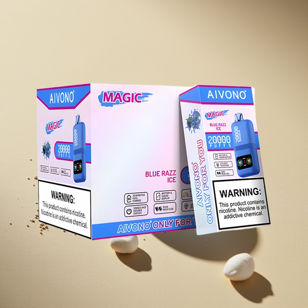 Aivono AIM MAGIC 20000 Puffs Disposable Vape Blue Razz Ice 26ml Dual Mesh LCD Type-C 600mAh