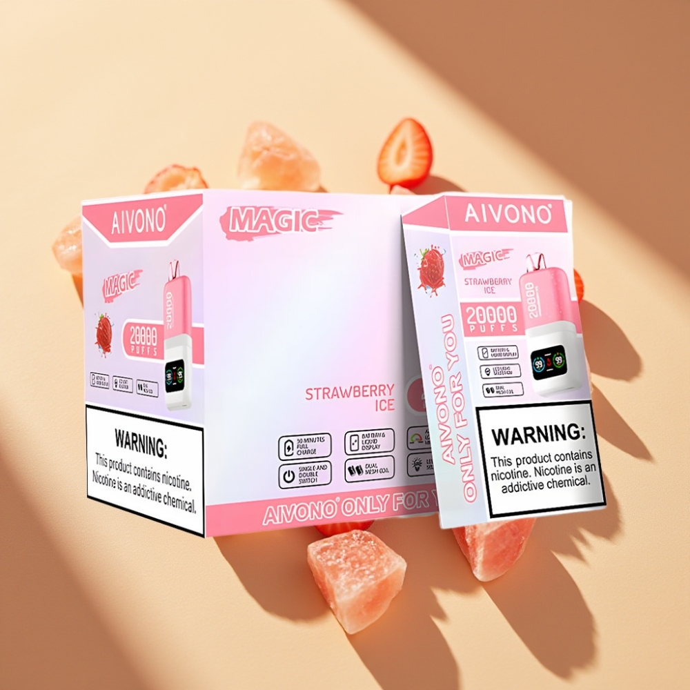 Aivono AIM MAGIC 20000 Puffs Disposable Vape Strawberry Ice 26ml Dual Mesh LCD Type-C 600mAh