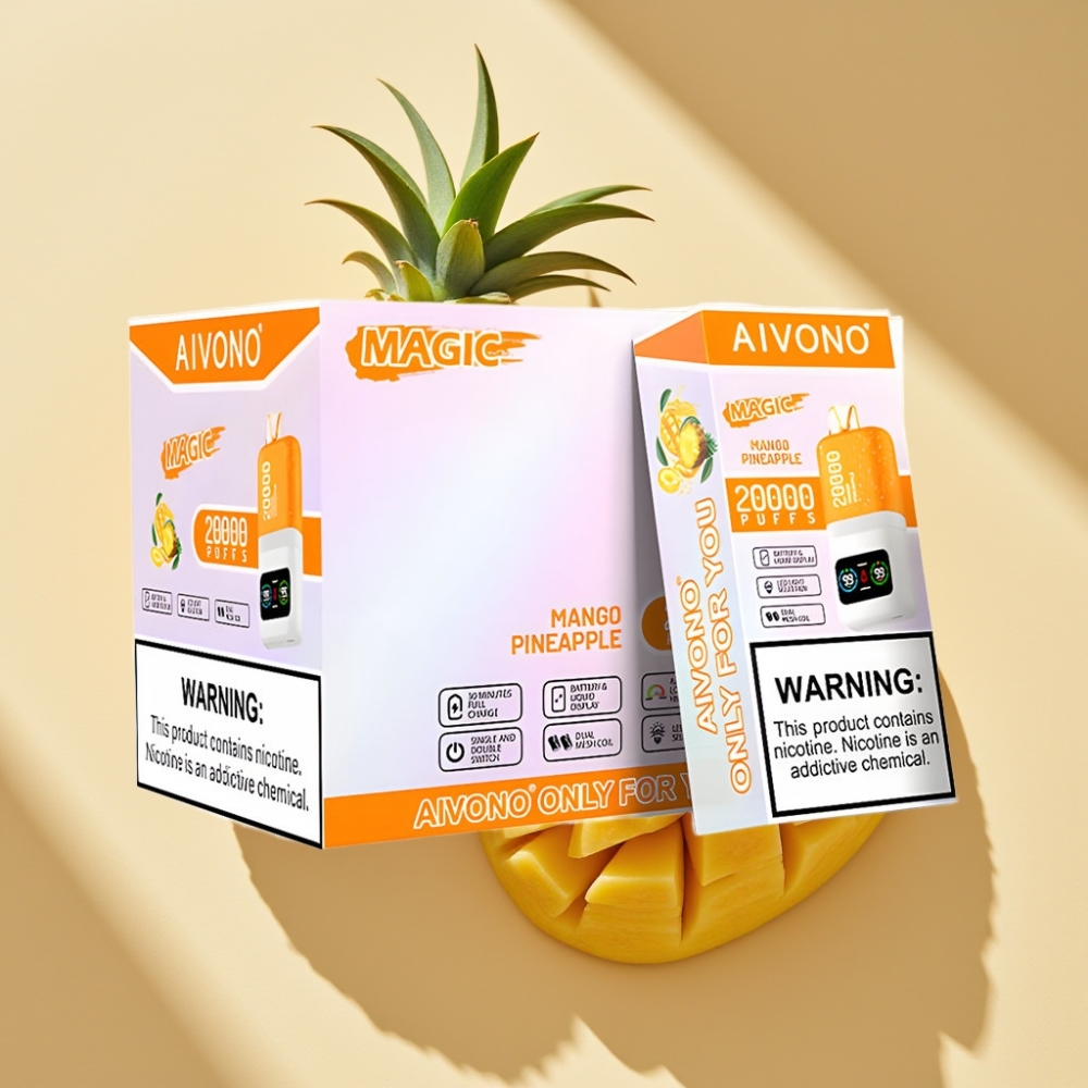 Aivono AIM MAGIC 20000 Puffs Mango Pineapple Disposable Vape 26ml Dual Mesh LCD Type-C 600mAh