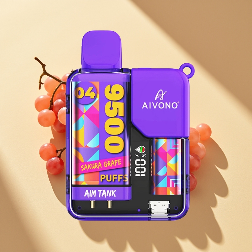 Aivono AIM-TANK 9500 Puffs 18ml 650mAh LCD 1.2ohm Sakura Grape