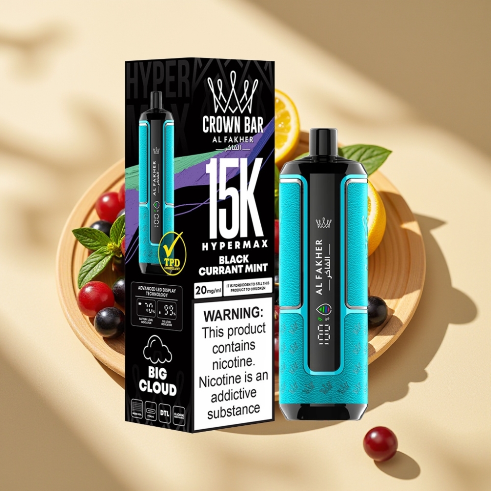 Al Fakher Crown Bar 15K Hypermax 22ml 600mAh DTL Disposable Vape Kit Blackcurrant Mint