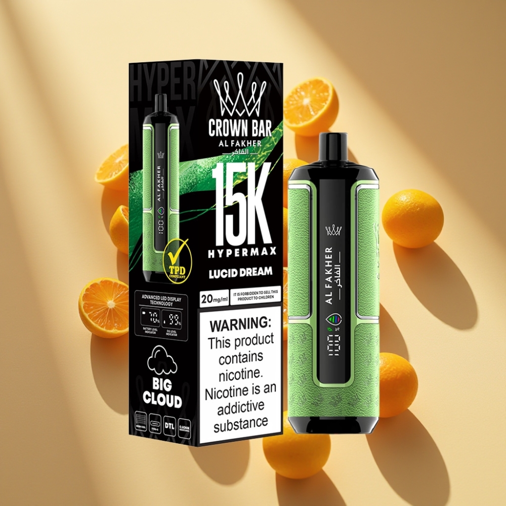 Al Fakher Crown Bar 15K Hypermax 22ml 6mg DTL Type-C Disposable Vape Lucid Dream