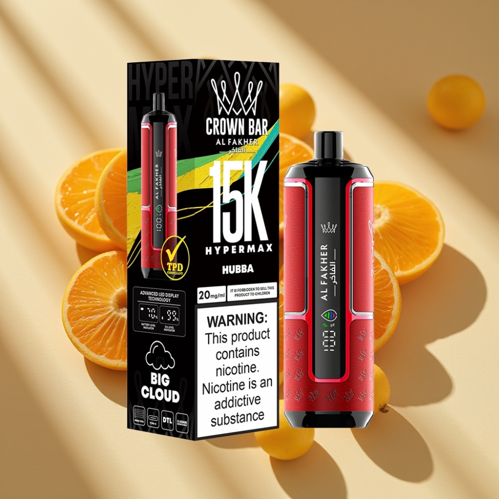 Al Fakher Crown Bar 15K Hypermax 22ml 6mg Hubba Disposable Vape Kit