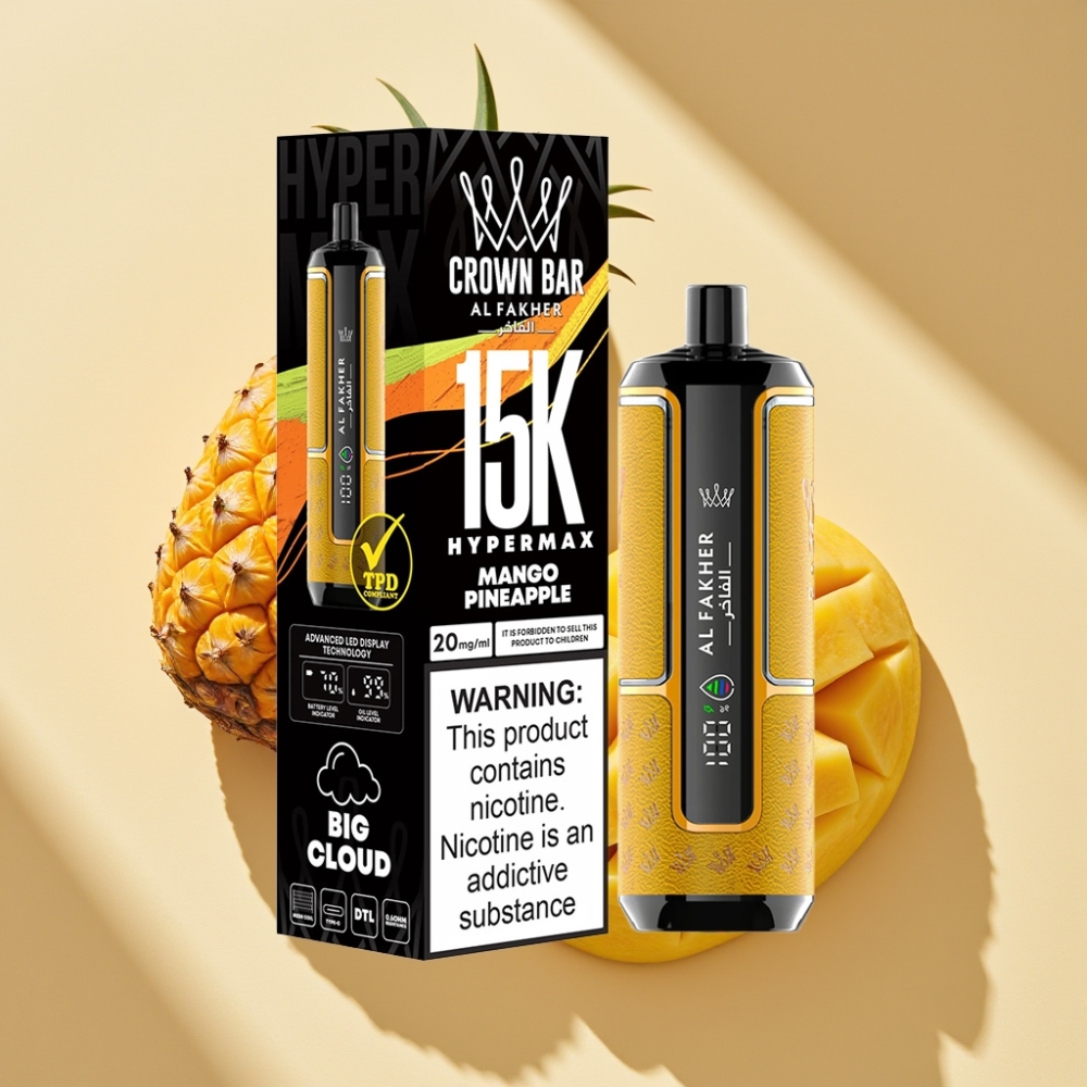 Al Fakher Crown Bar 15K Hypermax DTL 22ml 6mg Disposable Vape Kit Mango Pineapple