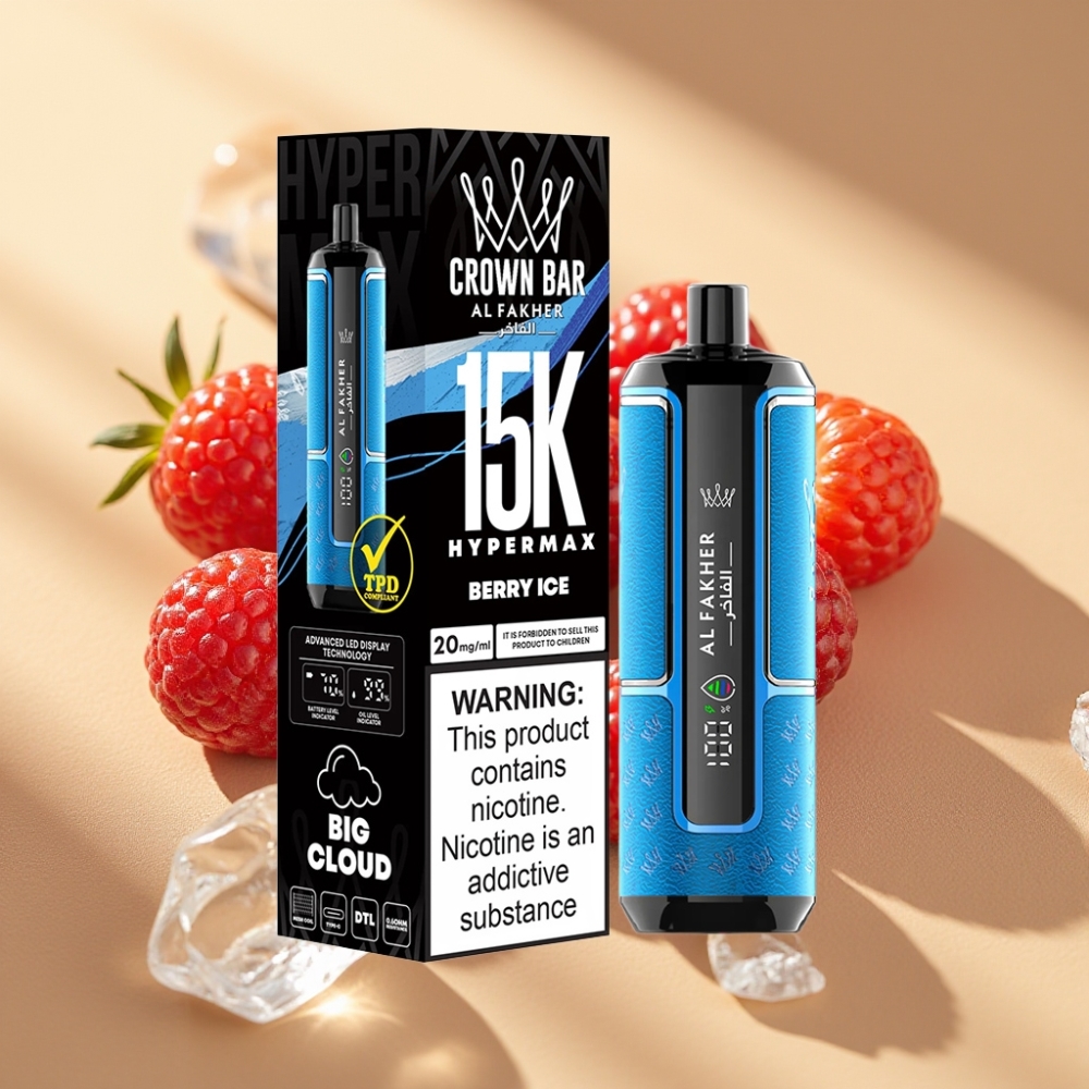 Al Fakher Crown Bar 15K Hypermax DTL 22ml Berry Ice Disposable Vape Kit