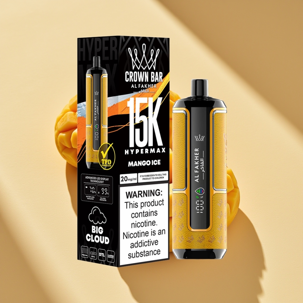 Al Fakher Crown Bar 15K Hypermax Disposable Vape Kit 22ml 600mAh Type-C Mango Ice