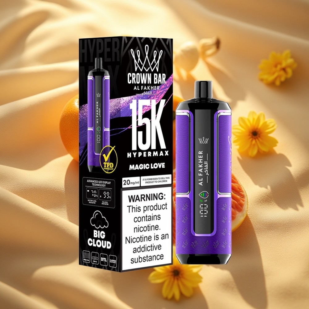 Al Fakher Crown Bar Hypermax 15K Disposable Vape Kit 22ml 6mg Magic Love