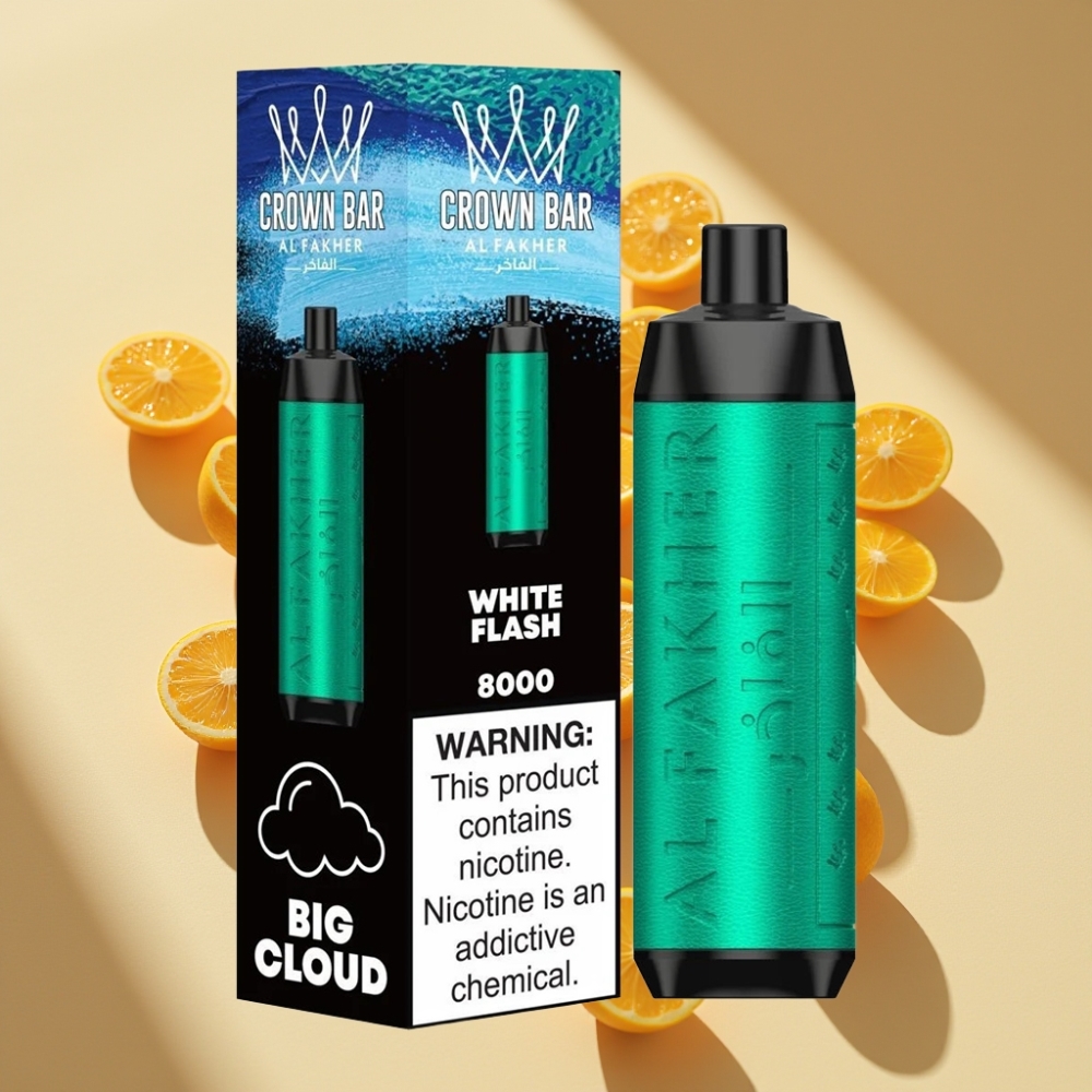 Al Fakher Crown Bar 8000 600mAh 18ml 5mg 0.6ohm White Flash Disposable Vape
