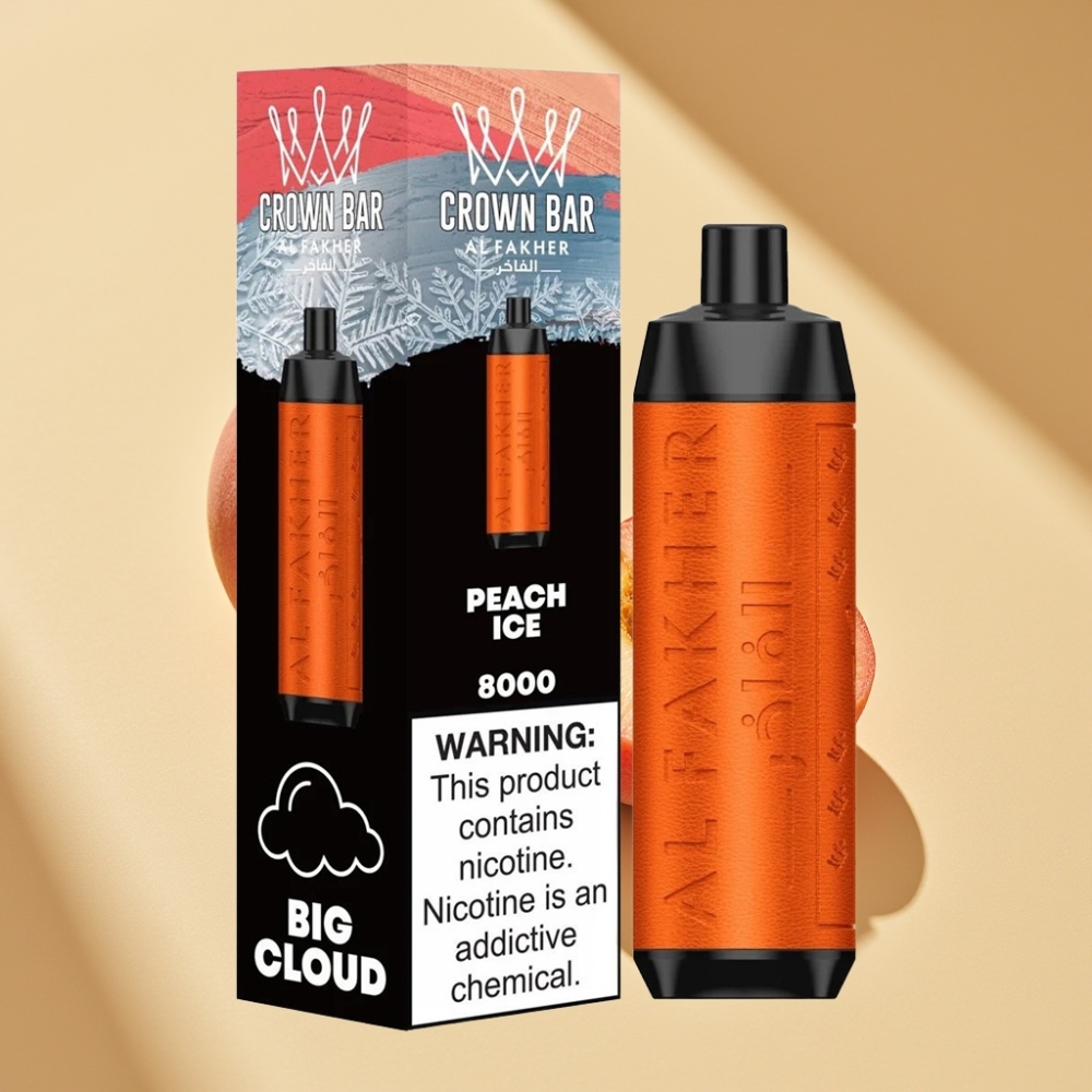 Al Fakher Crown Bar 8000 600mAh 18ml 5mg Peach Ice Disposable Vape