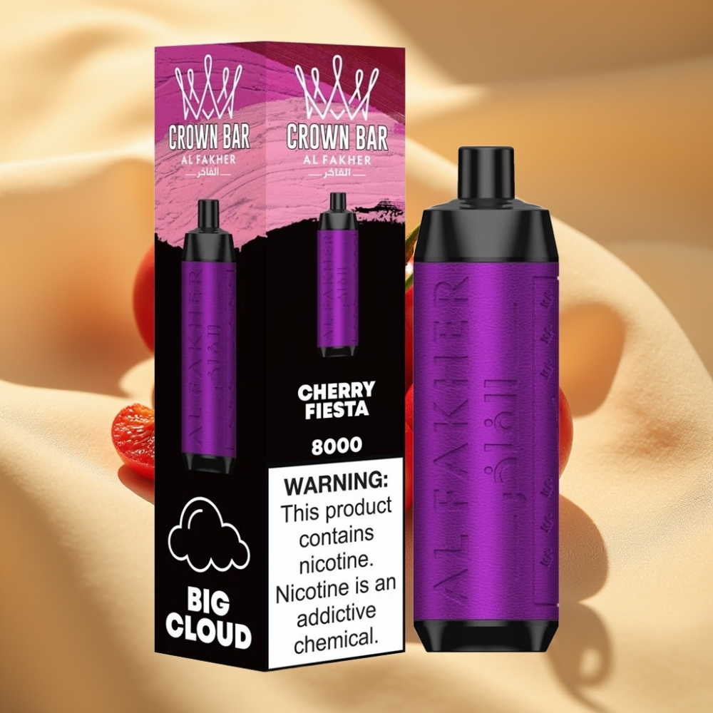 Al Fakher Crown Bar 8000 Crystal 600mAh 18mL 5mg Cherry Fiesta Disposable Vape