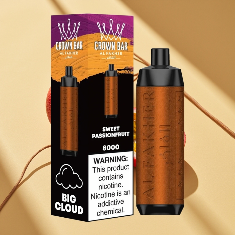 Al Fakher Crown Bar 8000 Crystal 600mAh 18mL 5mg Disposable Vape Sweet Passionfruit