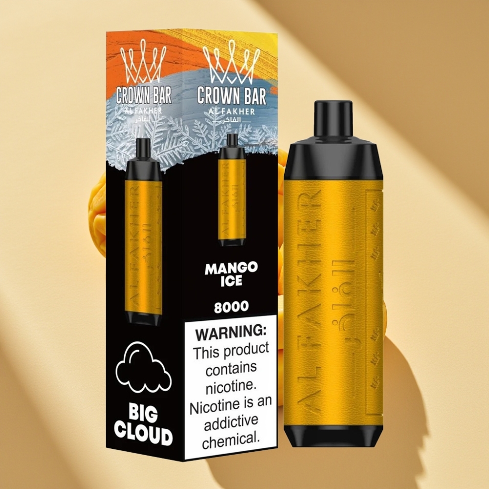 Al Fakher Crown Bar 8000 Crystal 600mAh 18ml 5mg 0.6ohm Mango Ice Disposable Vape