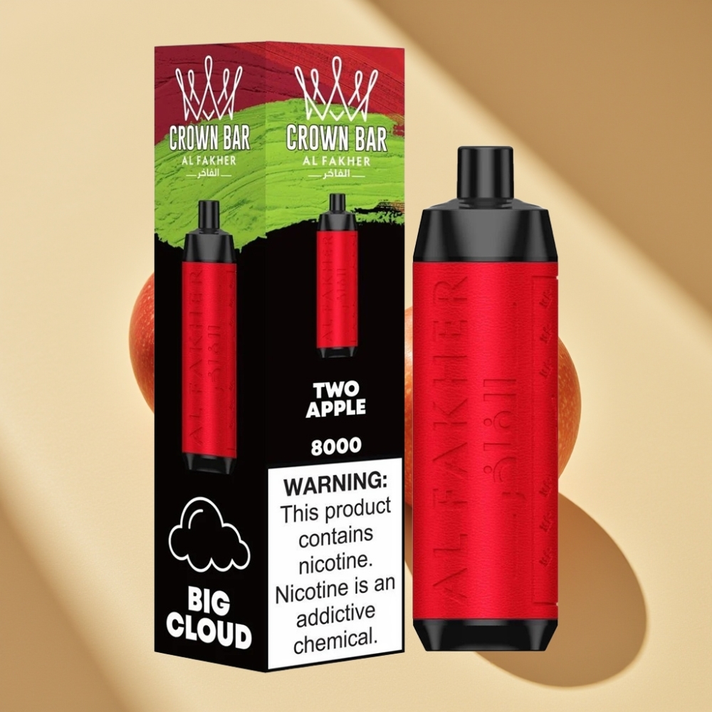Al Fakher Crown Bar 8000 Crystal 600mAh 18ml 5mg Disposable Vape Two Apple