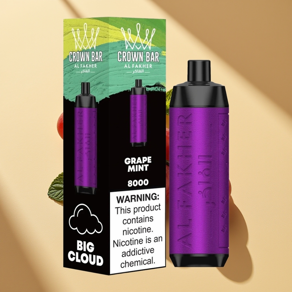 Al Fakher Crown Bar 8000 Crystal 600mAh 18ml 5mg Grape Mint Disposable Vape