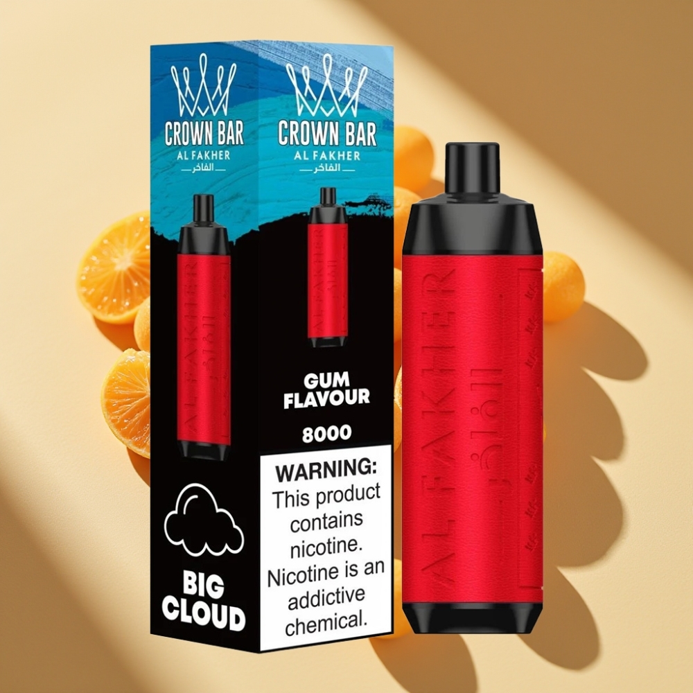 Al Fakher Crown Bar 8000 Crystal Disposable Vape 600mAh USB-C 18ml 5mg Gum Flavour
