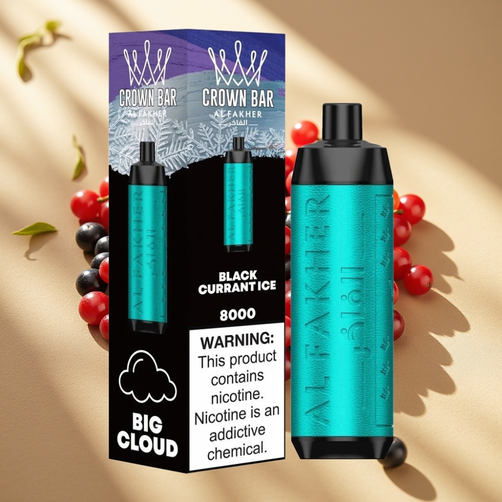 Al Fakher Crown Bar 8000 Crystal Disposable Vape Black Currant Ice 600mAh 18mL 5mg