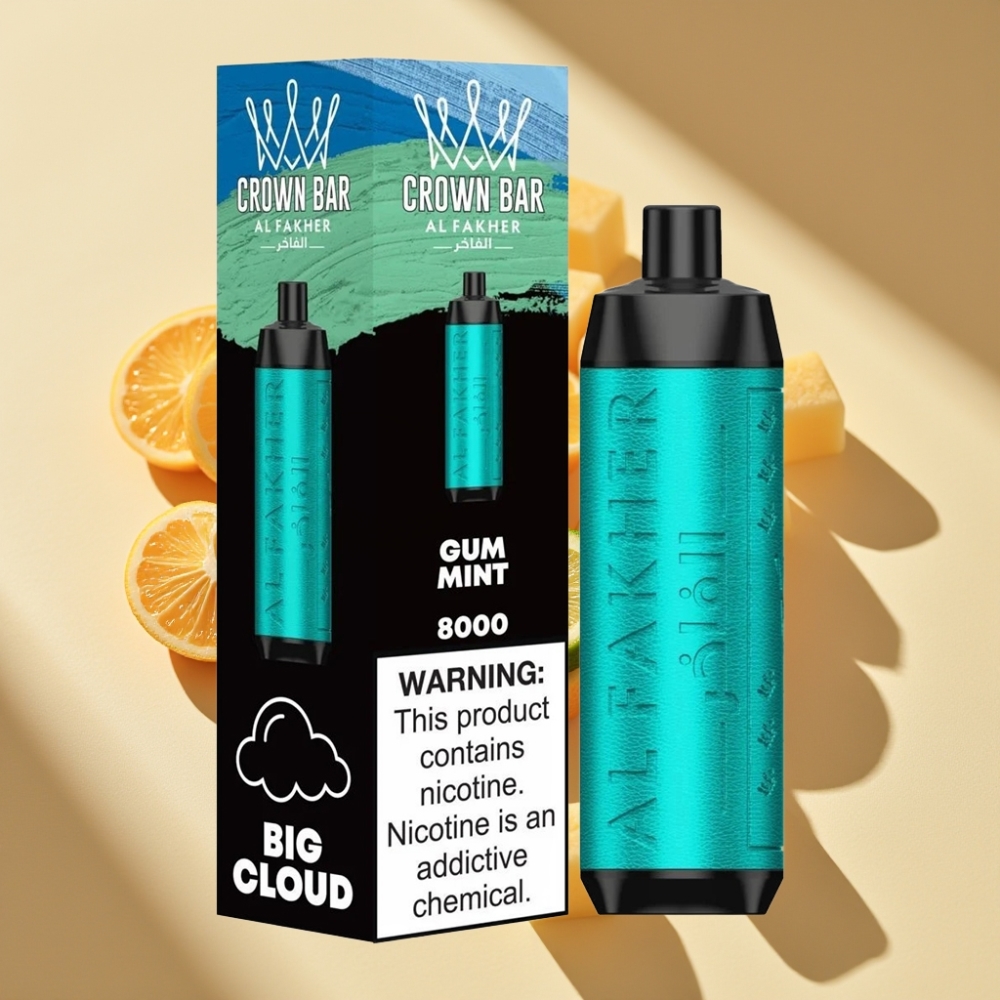 Al Fakher Crown Bar 8000 Crystal Disposable Vape Gum Mint 18mL 5mg 600mAh