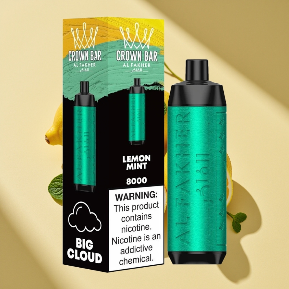 Al Fakher Crown Bar 8000 Crystal Disposable Vape Lemon Mint 18ml 5mg 600mAh