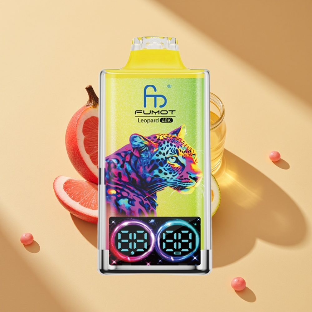 Fumot Leopard 40K Puffs 0-5% Nic 700mAh Dual Mesh Type-C Digital Display Pink Lemonade