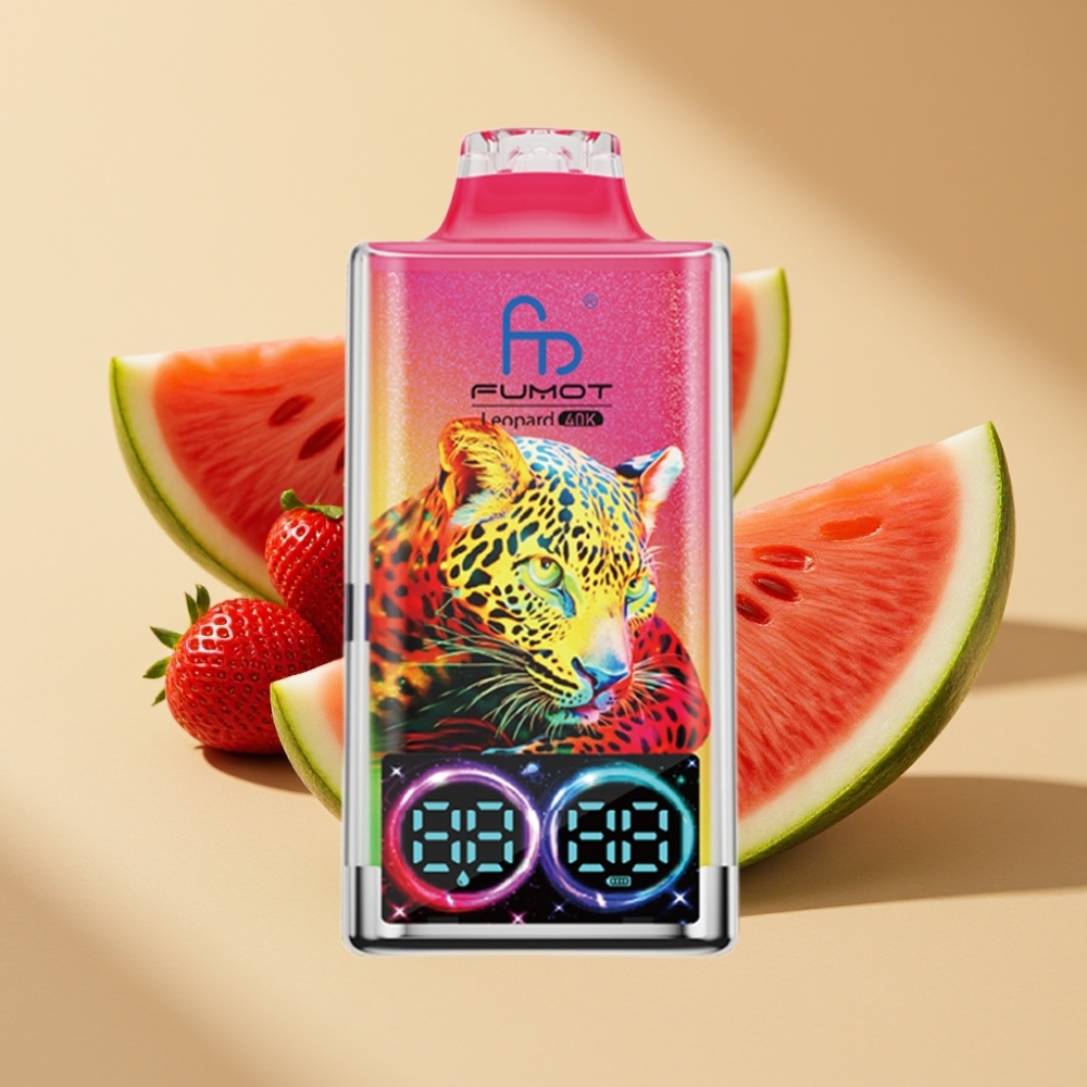 Fumot Leopard 40K Puffs 0-5% Nicotine 700mAh Dual Mesh Type-C Digital Strawberry Watermelon