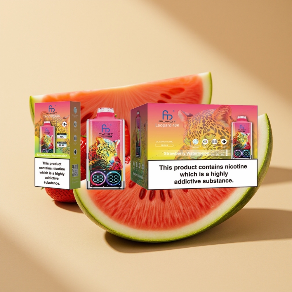 Fumot Leopard 40K Puffs 0-5% Nicotine 700mAh Dual Mesh Type-C Digital Strawberry Watermelon