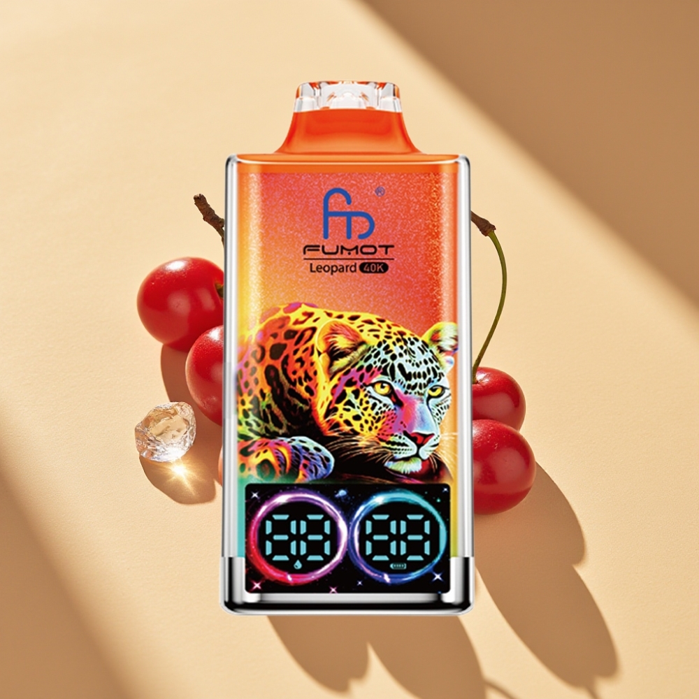 Fumot Leopard 40K Puffs Disposable Vape Cherry Ice 0-5% Nic 700mAh Dual Mesh Type-C Digital Display