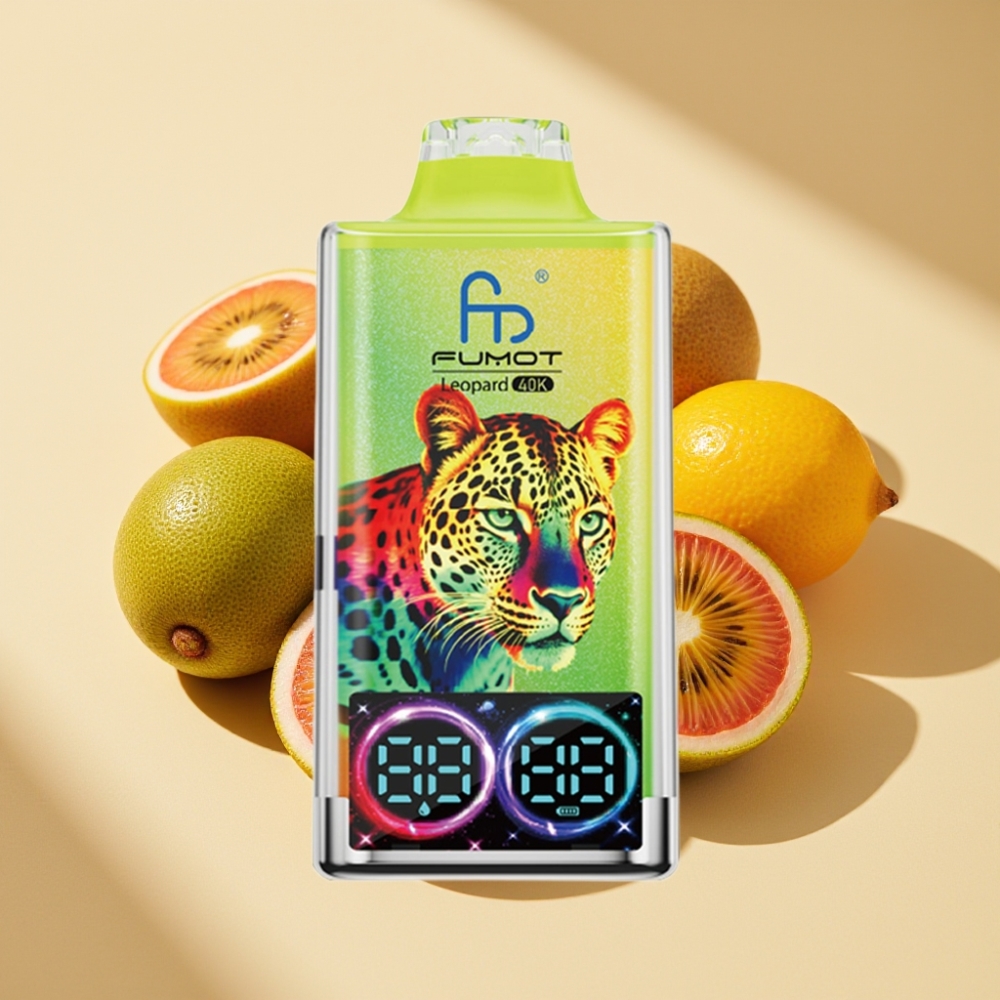Fumot Leopard 40K Puffs Disposable Vape Kiwi Passion Fruit Guava 0-5% Nic 700mAh Dual Mesh Type-C Digital Display
