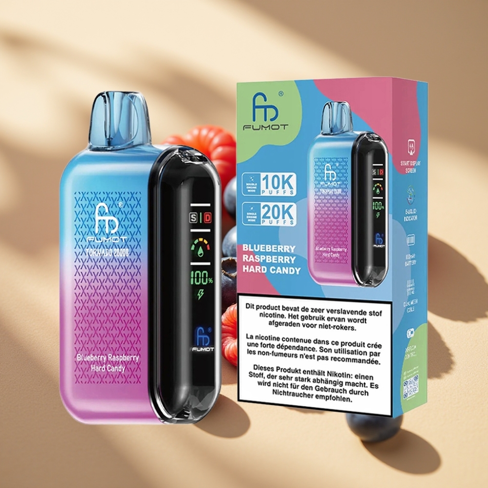 Fumot Tornado 20000 Puffs Dual Mesh 20ml 850mAh Blueberry Raspberry Hard Candy