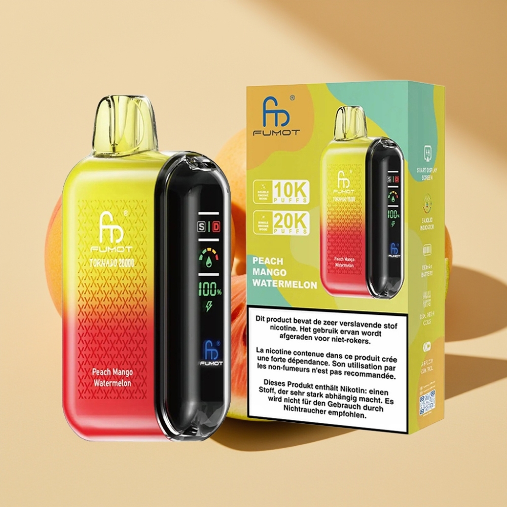 Fumot Tornado 20000 Puffs Dual Mesh 20ml 850mAh Peach Mango Watermelon