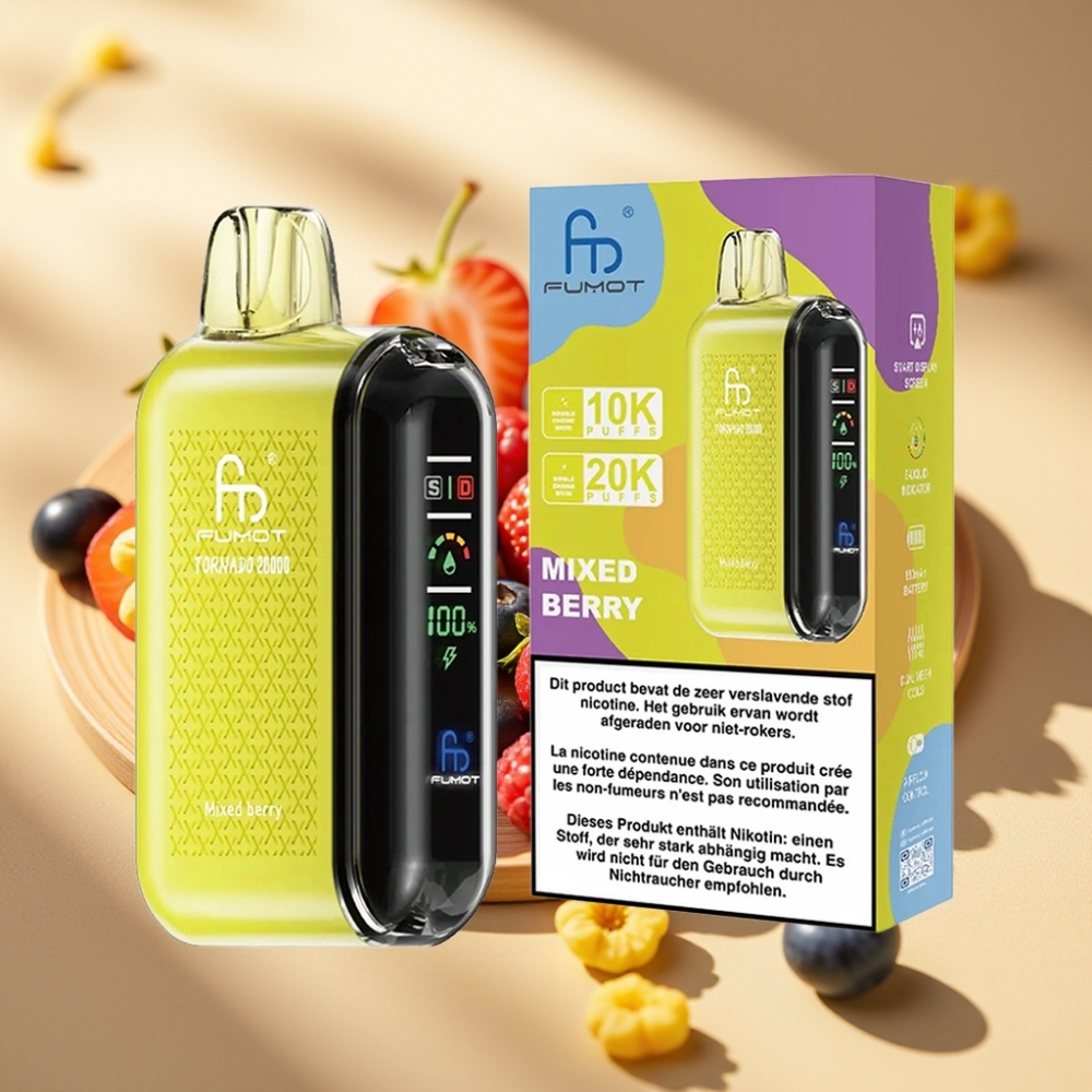 Fumot Tornado 20000 Puffs Dual Mesh 20ml 850mAh Rechargeable Smart Display Mixed Berry