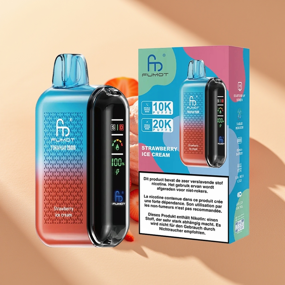 Fumot Tornado 20000 Puffs Dual Mesh 20ml 850mAh Strawberry Ice Cream