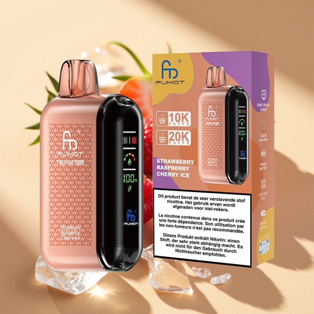 Fumot Tornado 20000 Puffs Dual Mesh 20ml 850mAh Strawberry Raspberry Cherry Ice