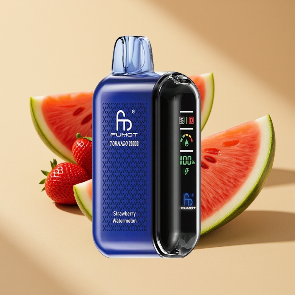 Fumot Tornado 20000 Puffs Strawberry Watermelon Dual Mesh 20ml 850mAh Display Airflow 2% Single Engine