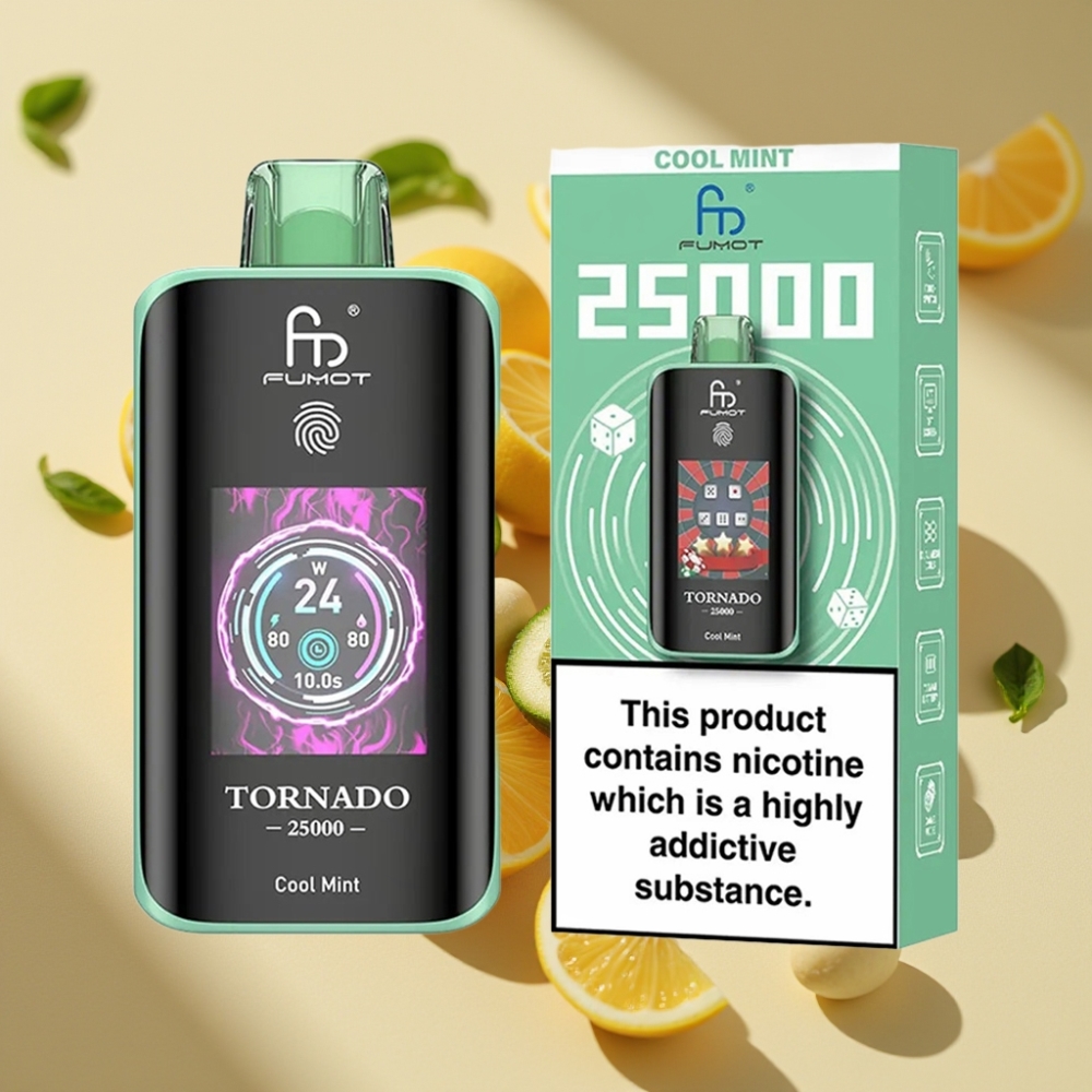 Fumot Tornado 25000 Puffs HD Screen 700mAh Rechargeable 20ml Cool Mint Disposable Vape