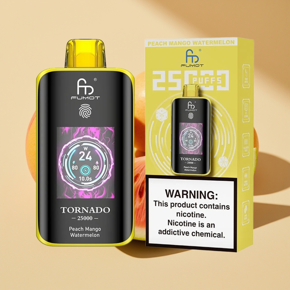 Fumot Tornado 25000 Puffs HD Screen 700mAh Rechargeable 20ml Peach Mango Watermelon