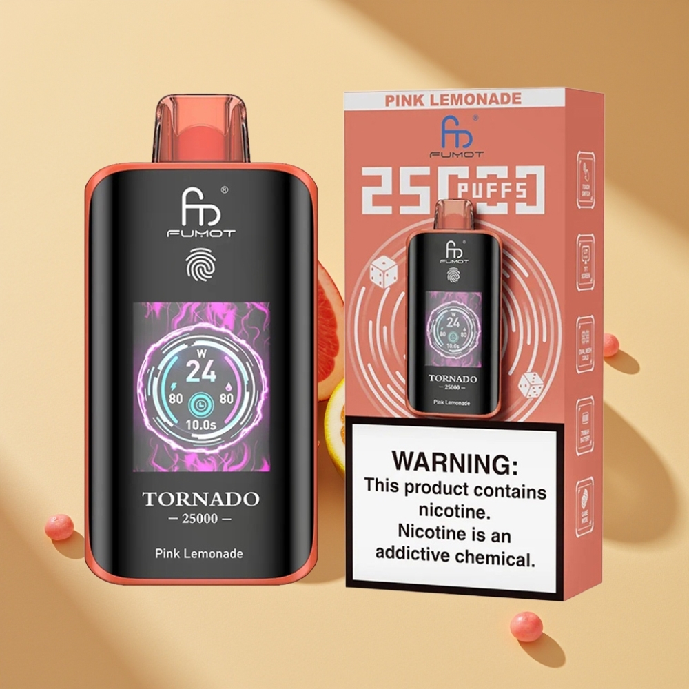 Fumot Tornado 25000 Puffs HD Screen 700mAh Rechargeable 20ml Pink Lemonade