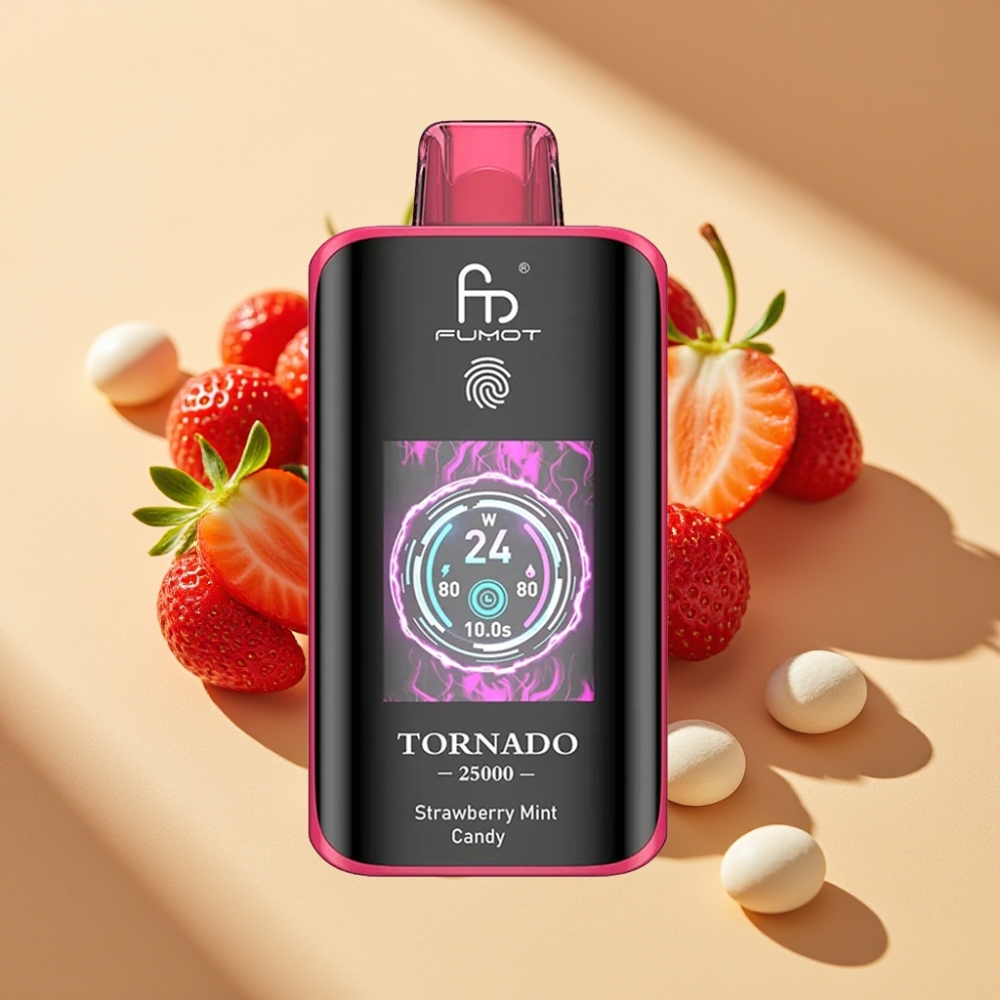 Fumot Tornado 25000 Puffs HD Screen 700mAh Rechargeable Strawberry Mint Candy