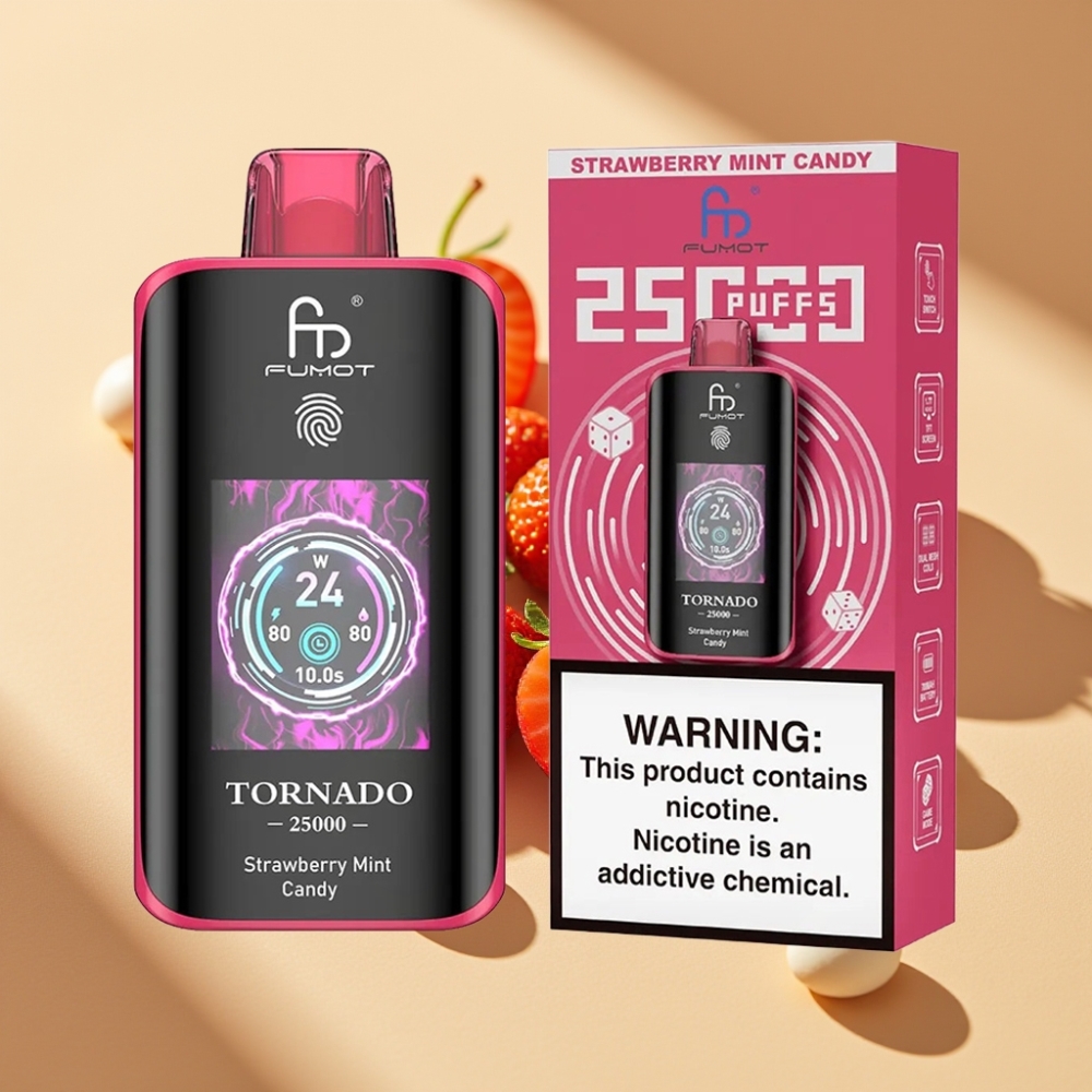 Fumot Tornado 25000 Puffs HD Screen 700mAh Rechargeable Strawberry Mint Candy