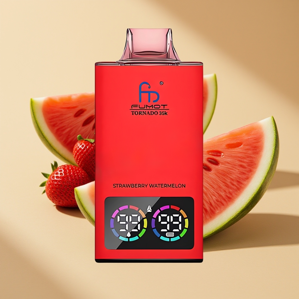 Fumot Tornado 35000 Disposable Vape Strawberry Watermelon Dual Mesh 15ml 700mAh USB-C RGB