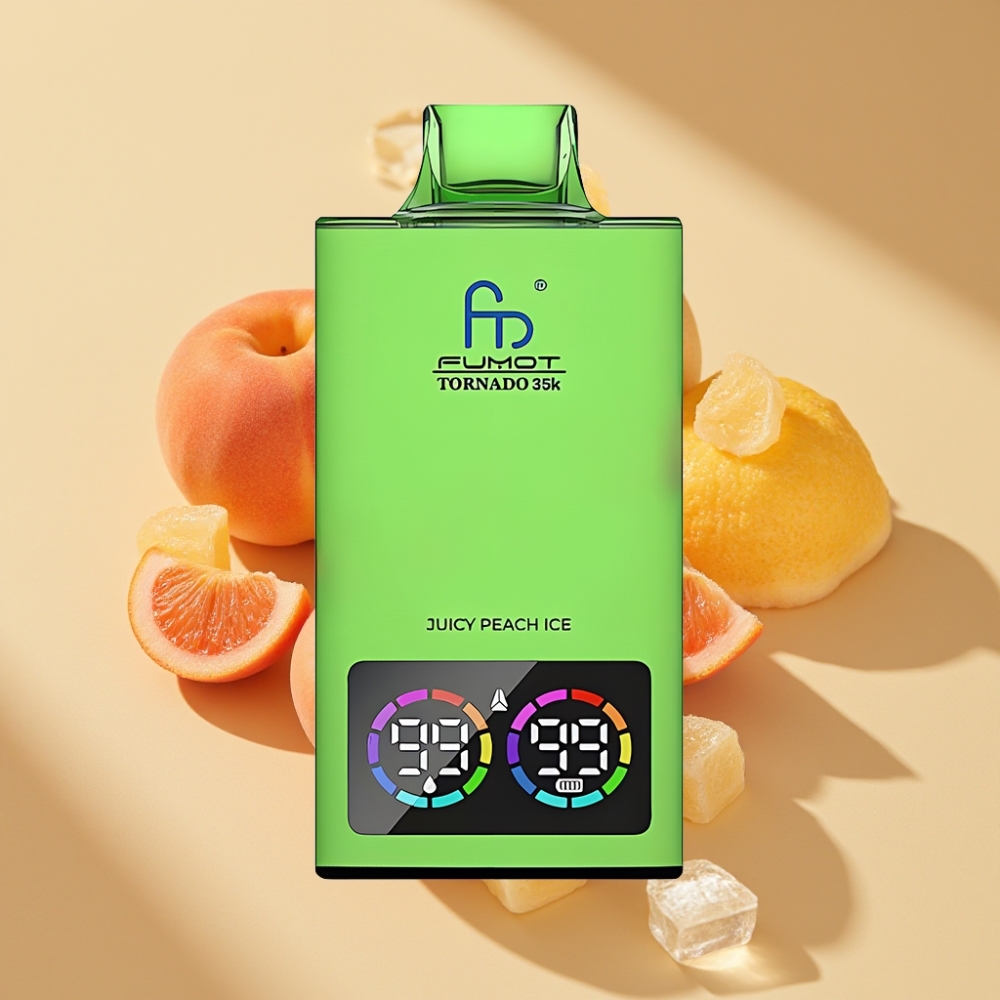 Fumot Tornado 35K Disposable Vape Juicy Peach Ice Dual Mesh RGB 15ml 700MAH USB-C
