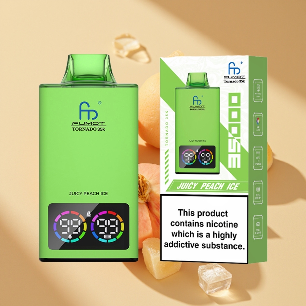 Fumot Tornado 35K Disposable Vape Juicy Peach Ice Dual Mesh RGB 15ml 700MAH USB-C