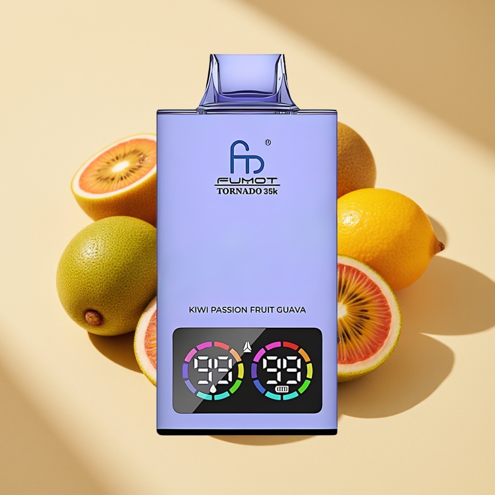 Fumot Tornado 35K Disposable Vape Kiwi Passion Fruit Guava Dual Mesh 15ml 700mAh USB-C RGB