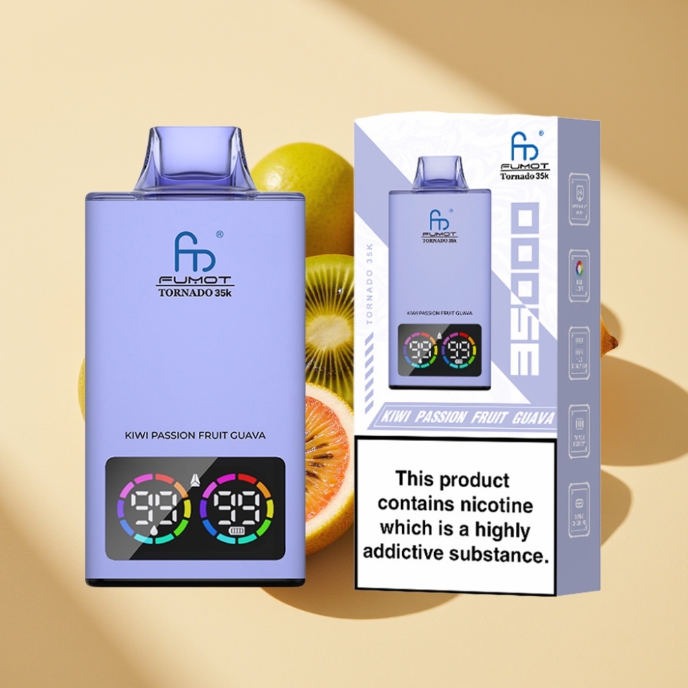 Fumot Tornado 35K Disposable Vape Kiwi Passion Fruit Guava Dual Mesh 15ml 700mAh USB-C RGB